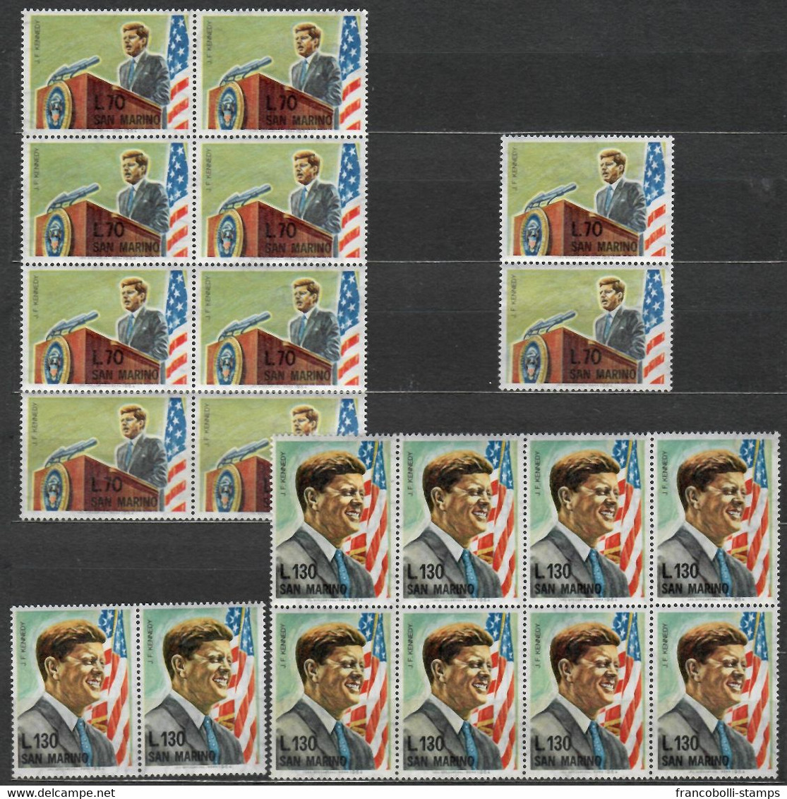 DEALER STOCK SAN MARINO MNH Nuovi 1964 J F Kennedy 2v 10 SETS S32635. - Collections, Lots & Series