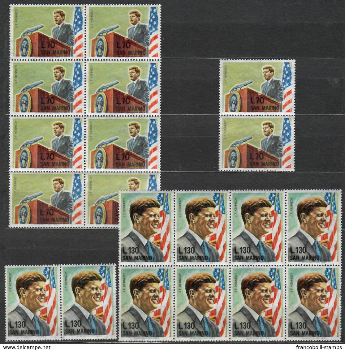 DEALER STOCK SAN MARINO MNH Nuovi 1964 J F Kennedy 2v 10 SETS S32635. - Collezioni & Lotti