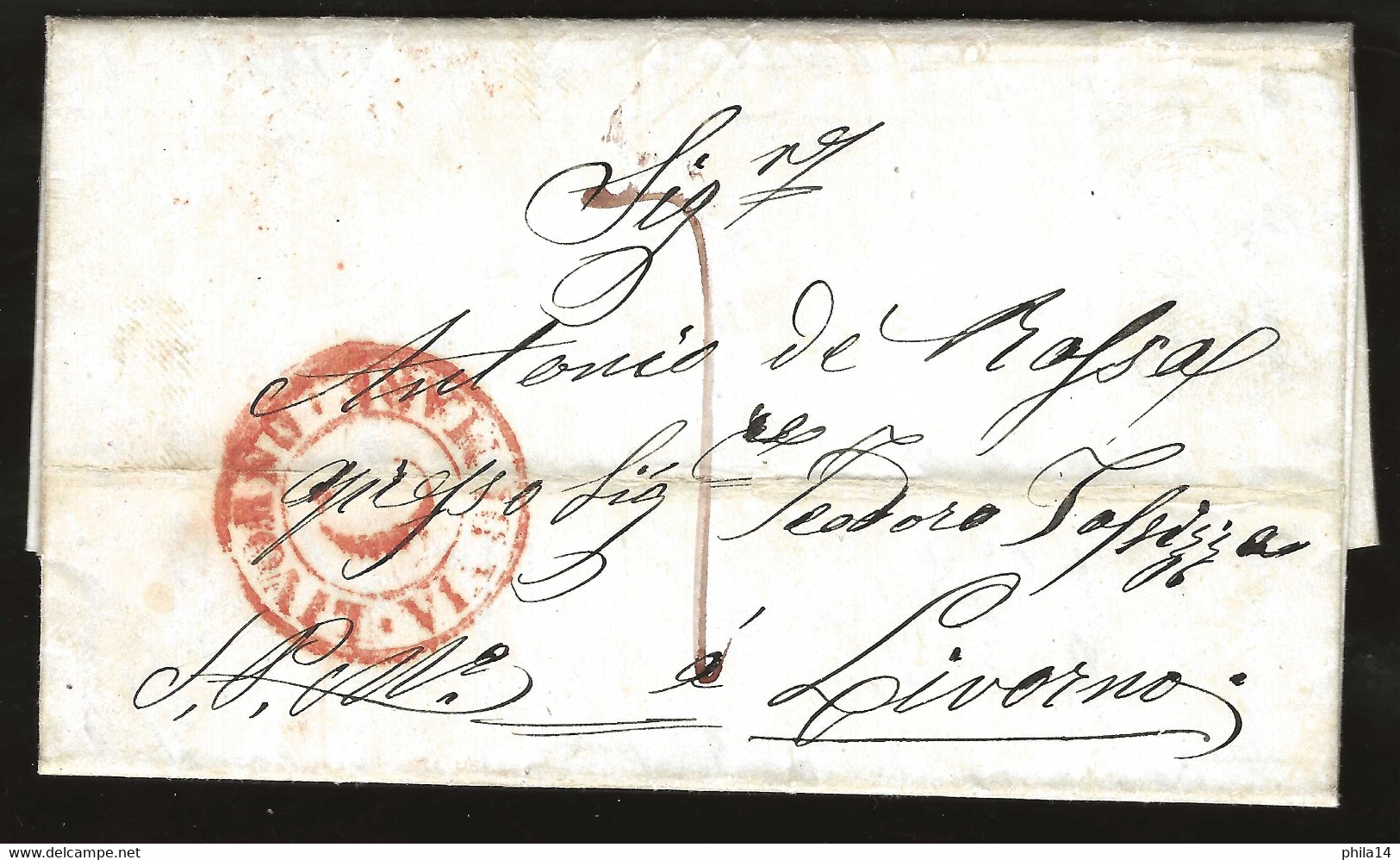 MARQUE POSTALE ITALIE / LIVORNO 1857 / LAC - Ohne Zuordnung