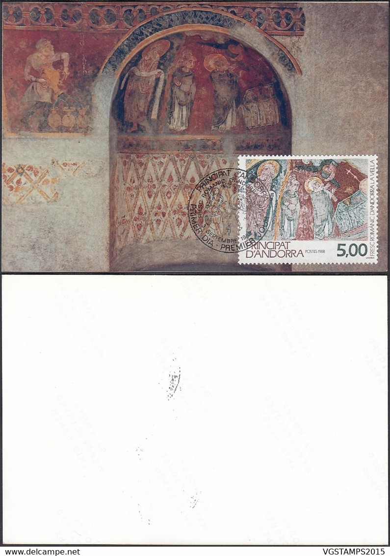 Andorre 1988- Andorre Française- Maximum Photo Sur Carte. Yvert Nr.: 375. "Peinture".Pas Commun........(VG) DC-11360 - Used Stamps