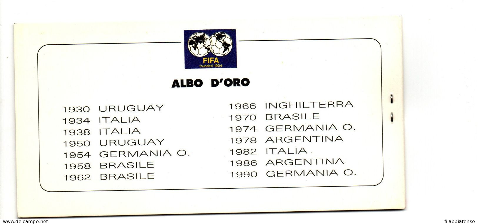 1990 - Italia Libretto Ricordo 6 Germania Campione Del Mondo   ------ - Booklets