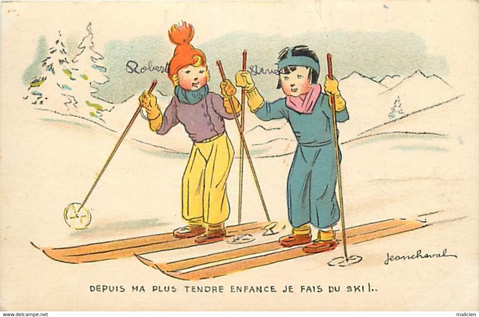 - Thèmes Div. - Ref-NN987- Illustrateurs - Illustrateur Jean Cheval - Skieuses - Ski - Sports D Hiver - - Cheval