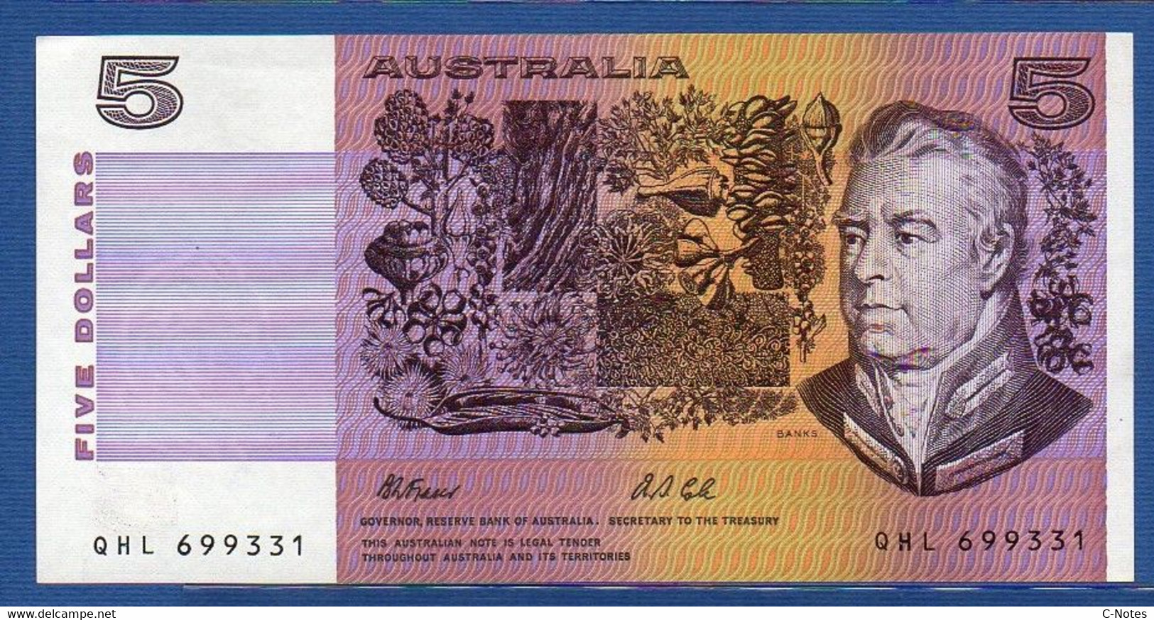 AUSTRALIA - P.44g - 5 Dollars (1974-1991) XF/AU, Serie QHL 699331 - 1974-94 Australia Reserve Bank (Banknoten Aus Papier)