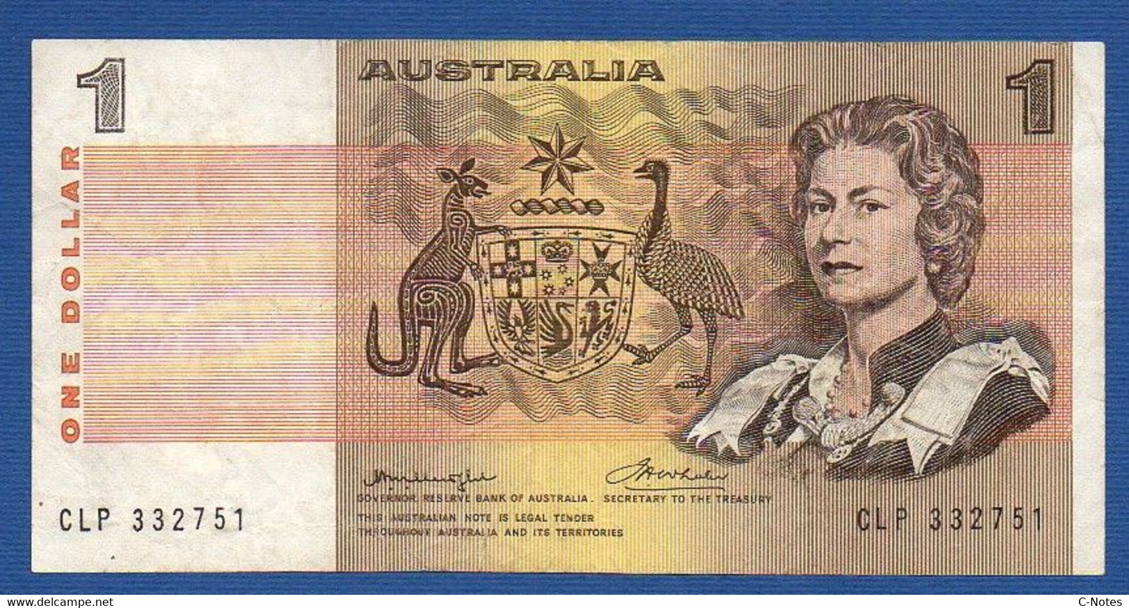 AUSTRALIA - P.42b2 - 1 Dollar (1974-1983) AVF, Serie CLP 332751 - 1974-94 Australia Reserve Bank (Banknoten Aus Papier)