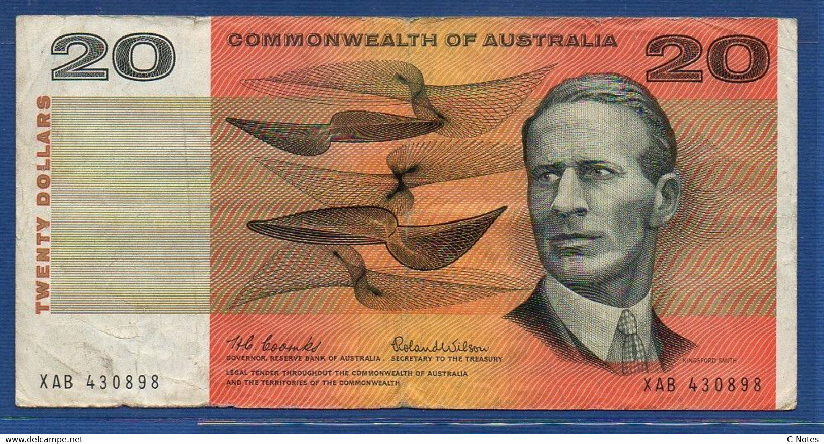 AUSTRALIA - P.41a - 20 Dollars (1966-1972) F/VF, Serie XAB 430898 - 1966-72 Reserve Bank Of Australia