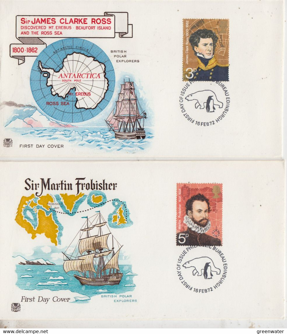 United Kingdom 1972  British Polar Explorers  4 FDC (TA194) - Explorateurs & Célébrités Polaires