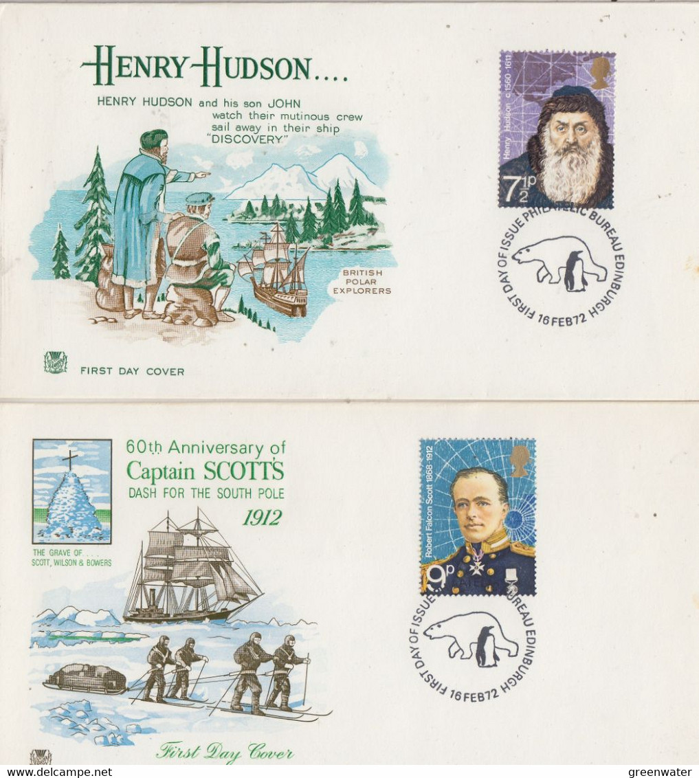 United Kingdom 1972  British Polar Explorers  4 FDC (TA194) - Explorateurs & Célébrités Polaires