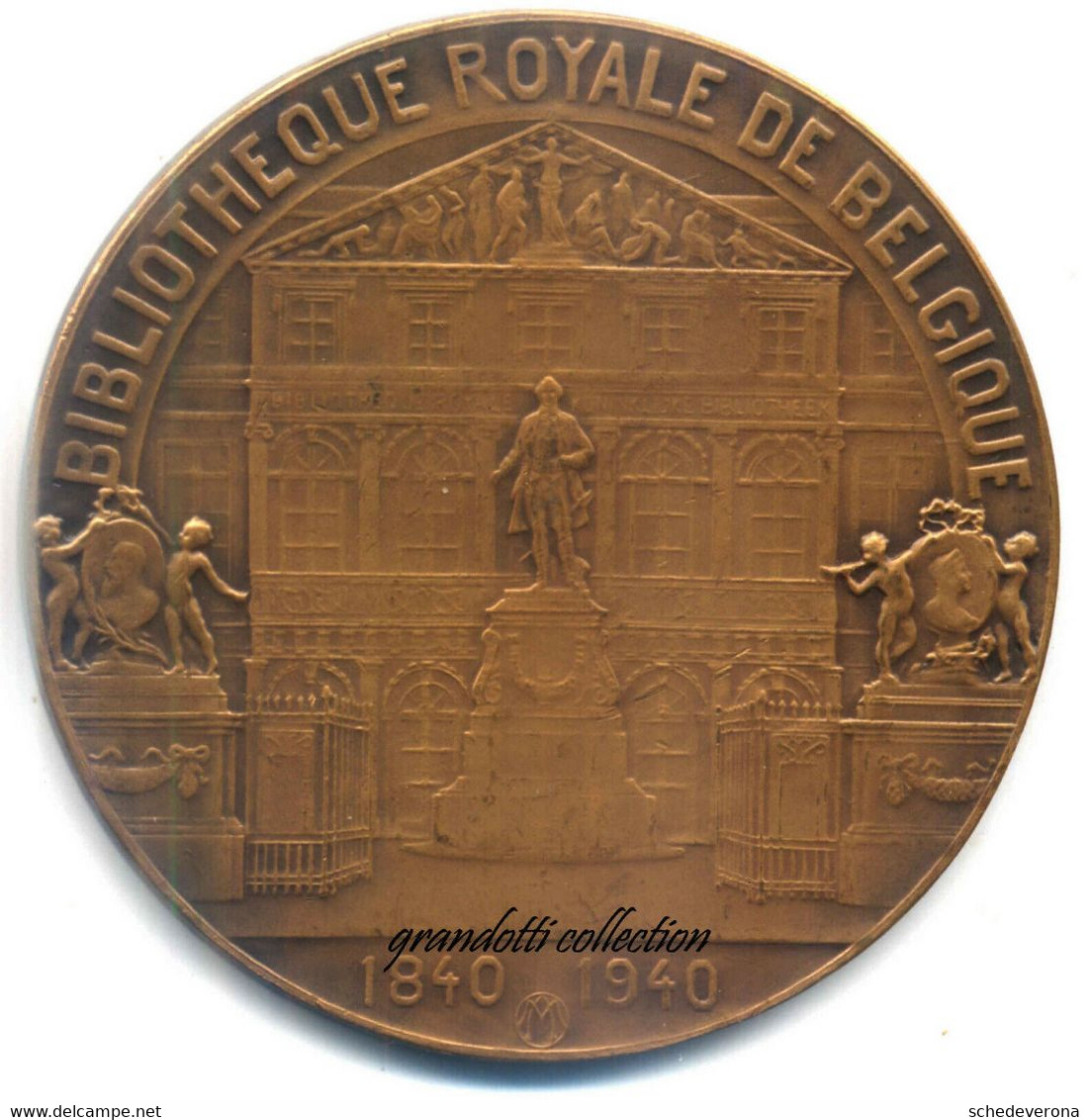 BIBLIOTECA REALE DEL BELGIO 1940 MEDAGLIA CENTENARIO BIBLIOTHEQUE ROYALE - Profesionales / De Sociedad