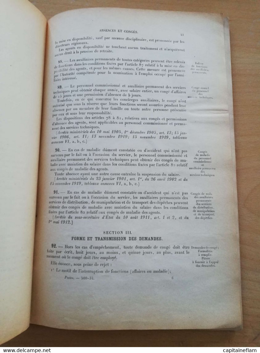 L45 - 1923 Instruction Générale Des Postes Et Des Télégraphes   Fascicule IID (Nominations, Installations, Mutation PTT - Administrations Postales