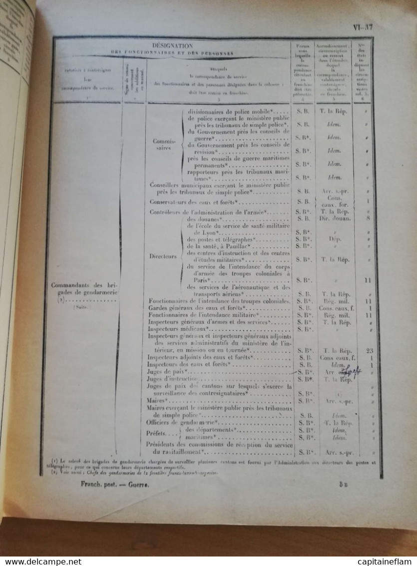 L61 - 1925 Franchises Postales - VI Fascicule Education Physique, Pensions, Ministère De La Guerre N°500-32 Postes Ptt - Postverwaltungen