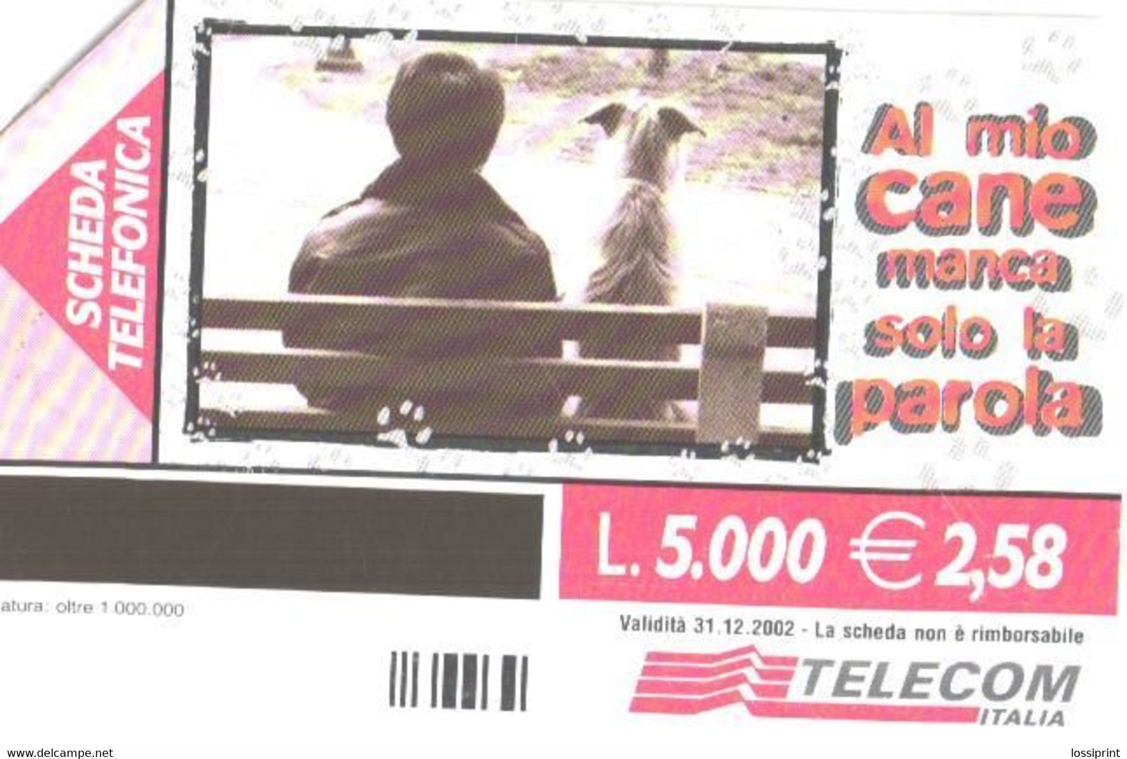 Italy:Used Phonecard, Telecom Italia, 5000 Lire, Dogs, 2002 - Públicas Temáticas