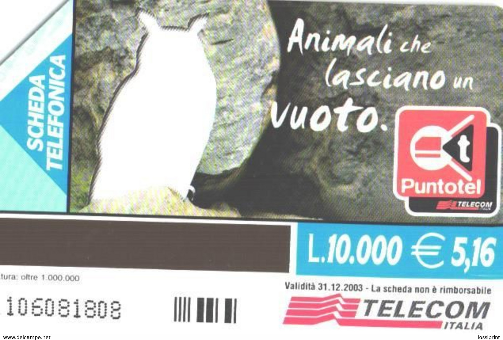 Italy:Used Phonecard, Telecom Italia, 10000 Lire, Owl - Publieke Thema