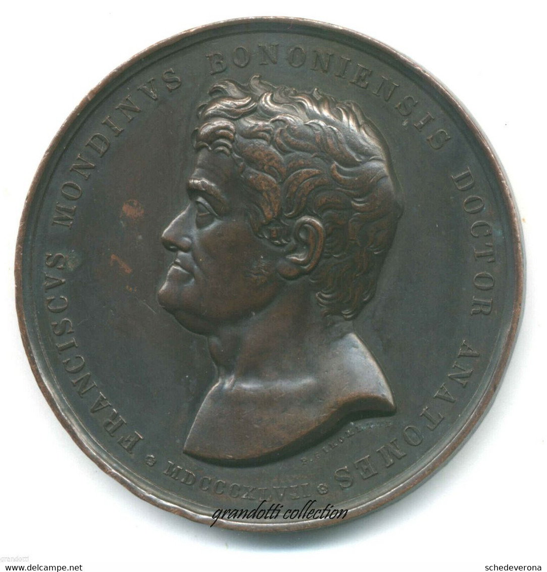 FRANCESCO MONDINI ANATOMISTA BOLOGNESE 1847 MEDAGLIA COMMEMORATIVA - Profesionales/De Sociedad