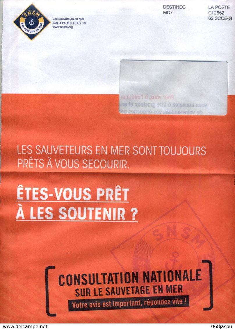 Enveloppe Reponse T Sauvetage En Mer + Destineo - Cartes/Enveloppes Réponse T