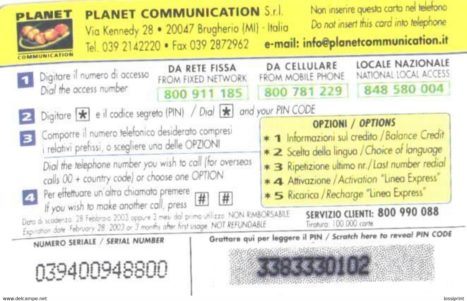 Italy:Used Phonecard, Planet Communication, 5 EUR, Formula One Car - Publiques Thématiques