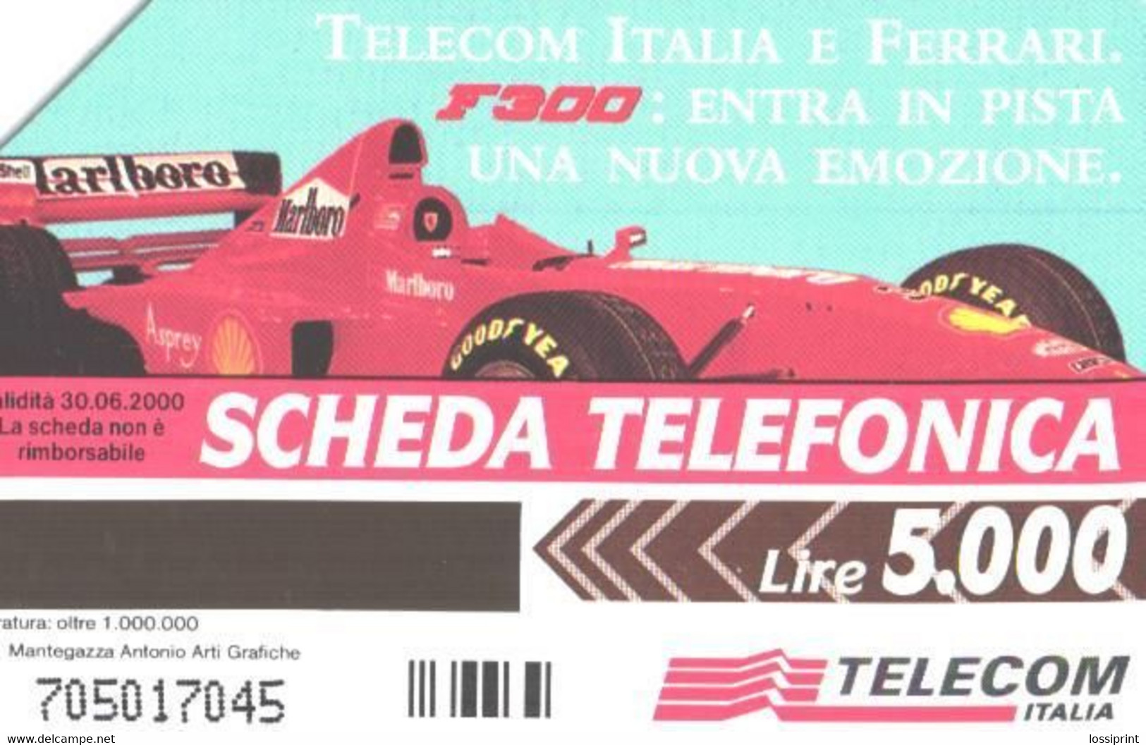 Italy:Used Phonecard, Telecom Italia, 5 EUR, Ferrari Formula One Car - Öff. Themen-TK