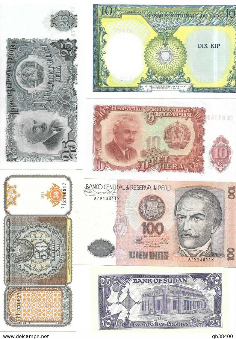 LOT DE 6 BILLETS NEUFS DU MONDE REF 1950 - Vrac - Billets