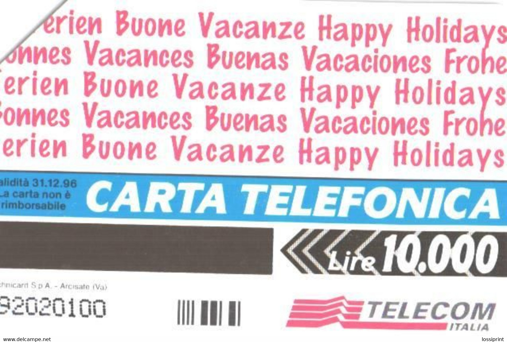 Italy:Used Phonecard, Telecom Italia, 10000 Lire, Father With Boy, 1996 - Public Themes