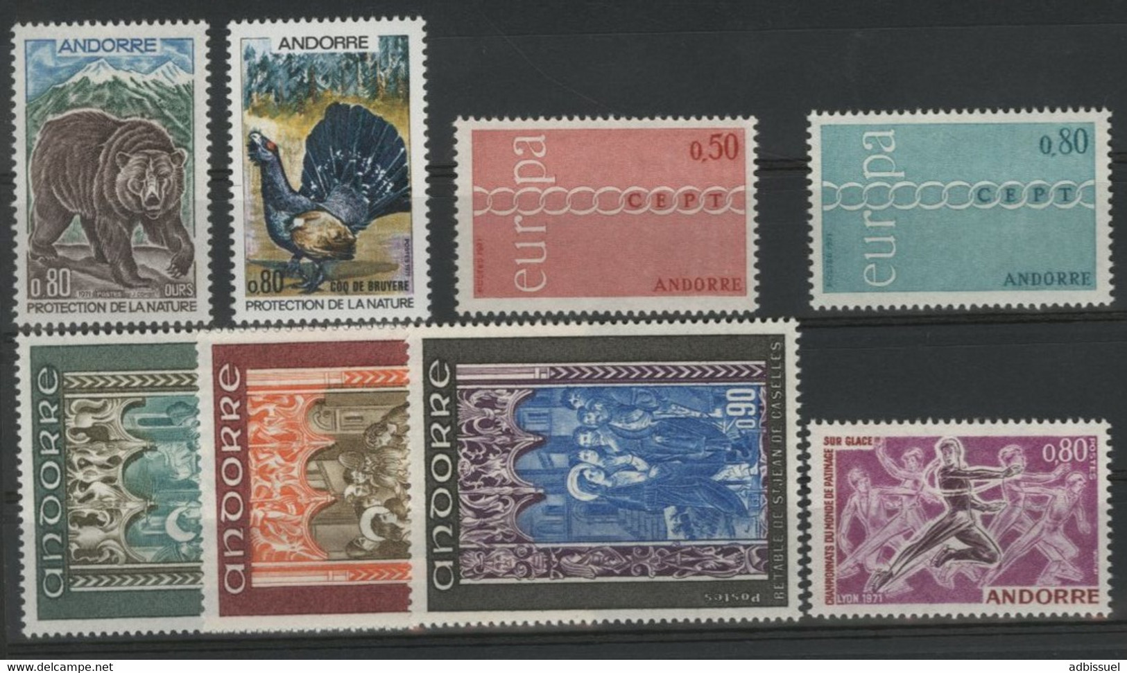 ANDORRE FRANCAIS 1971 ANNEE COMPLETE COTE 69.4  N° 209 à 216 NEUFS ** (MNH). TB - Volledige Jaargang