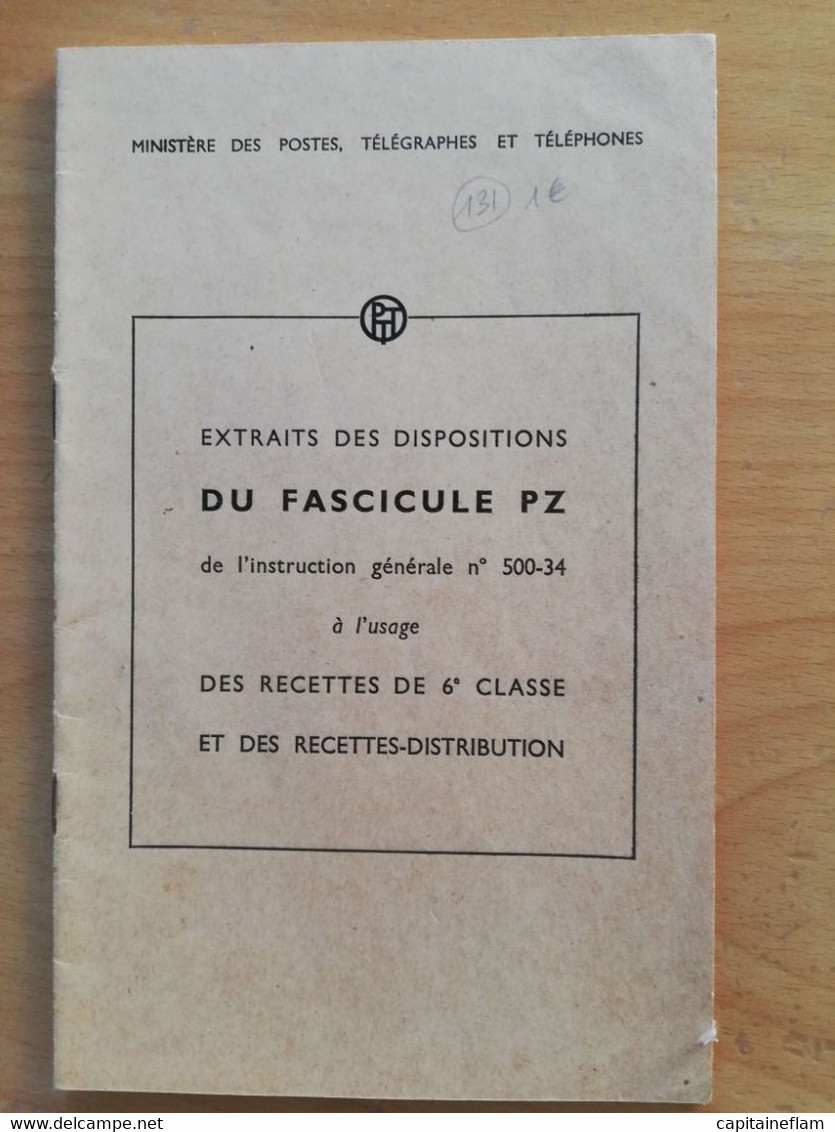 L131 -1951 Extrait Des Dispositions Du Fasciucle PZ De L'IG 500-34 Postes Ptt Recette Distribution - Administrations Postales