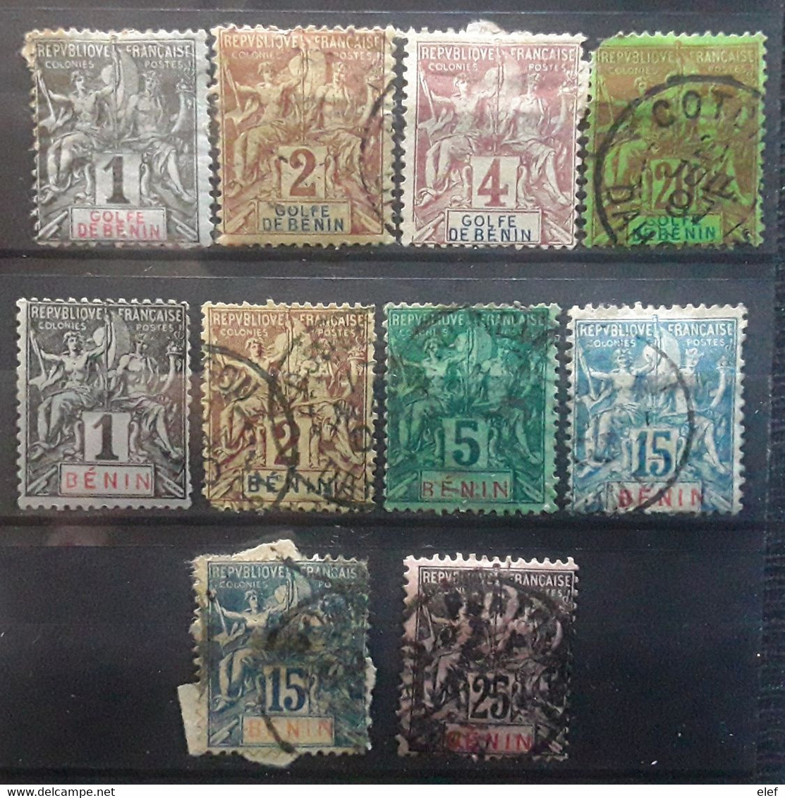 BENIN 1893 - 1894 , Type Groupe 10 Timbres Neufs / O Yvert No 20,21,22,26,33,34,36,38 X 2, 40,  B TB, Cote Cote 70 Euros - Other & Unclassified