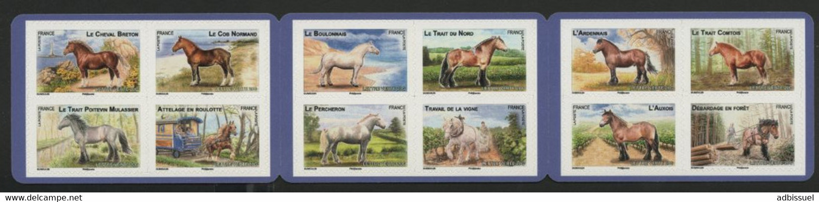 Carnet AUTOADHESIF BC 813 "Chevaux De Traits (draft Horses) De Nos Régions" 2013. Vendu à La Valeur Faciale. Neuf. TB - Commémoratifs