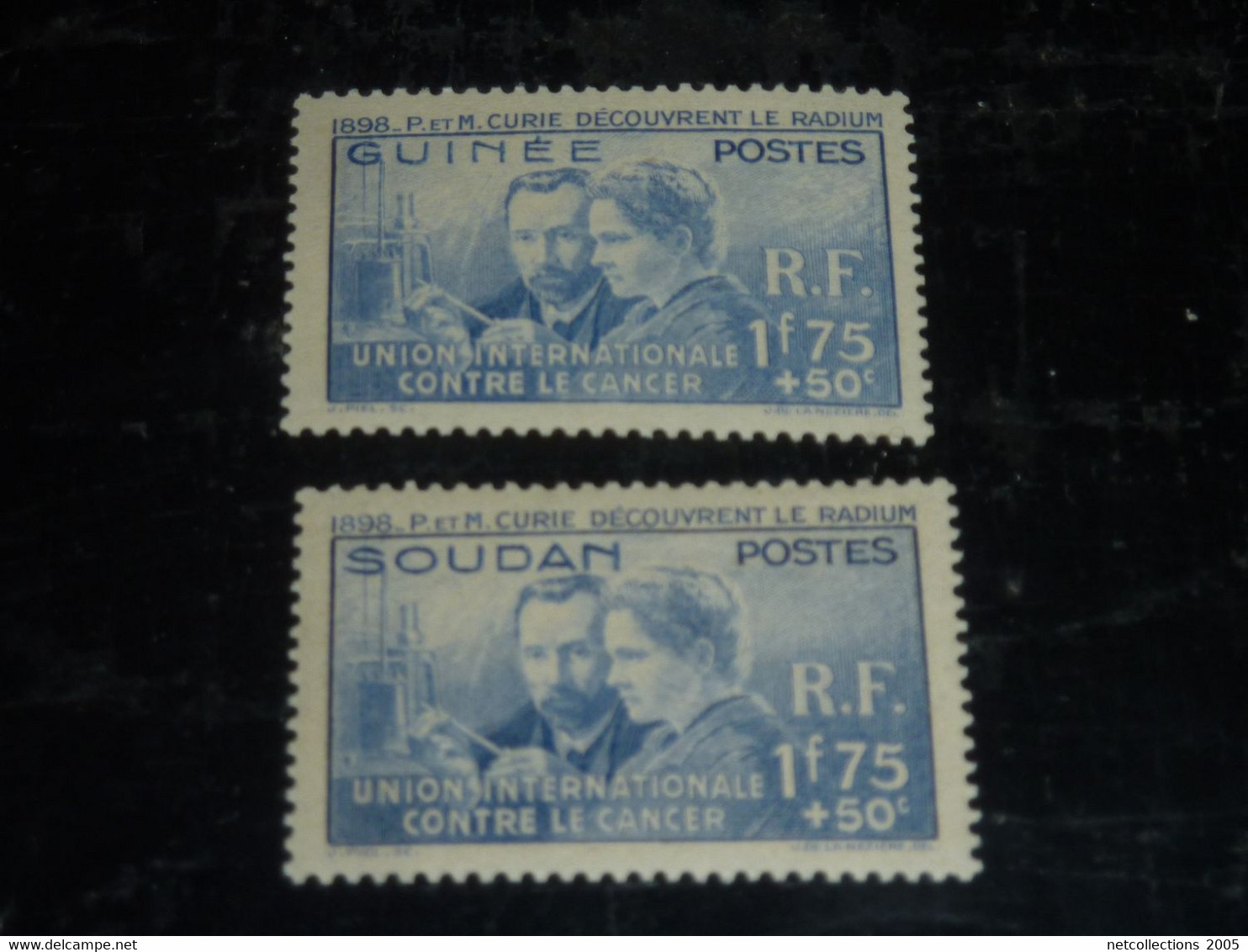 GRANDES SERIES COLONIALES COMPLETE - PIERRE ET MARIE CURIE NEUFS SANS CHARNIERES SAUF LA GUINEE LEGERE TRACE (DOF-F2)