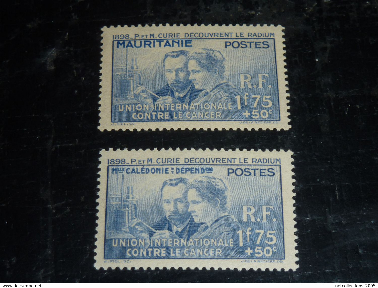 GRANDES SERIES COLONIALES COMPLETE - PIERRE ET MARIE CURIE NEUFS SANS CHARNIERES SAUF LA GUINEE LEGERE TRACE (DOF-F2)