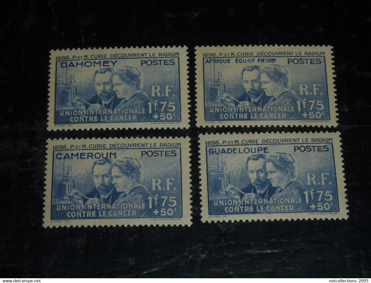 GRANDES SERIES COLONIALES COMPLETE - PIERRE ET MARIE CURIE NEUFS SANS CHARNIERES SAUF LA GUINEE LEGERE TRACE (DOF-F2)