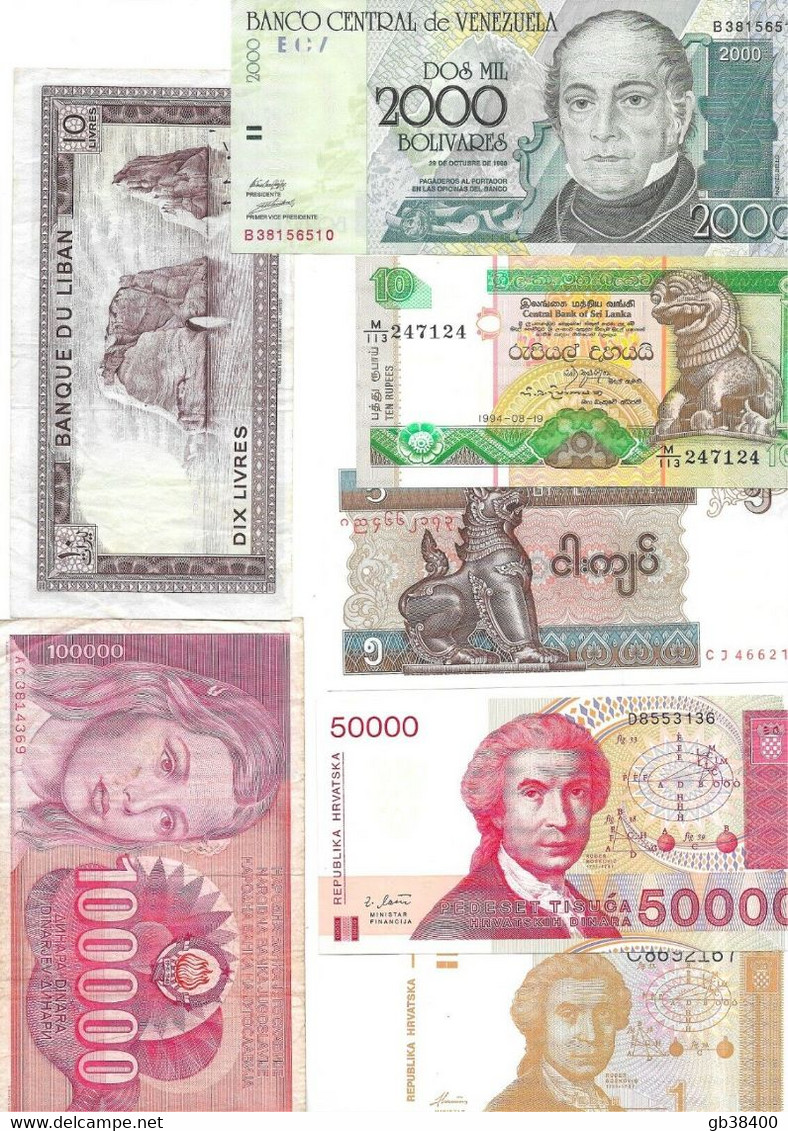 LOT DE 7 BILLETS D,OCCASION DU MONDE REF 1951 - Lots & Kiloware - Banknotes