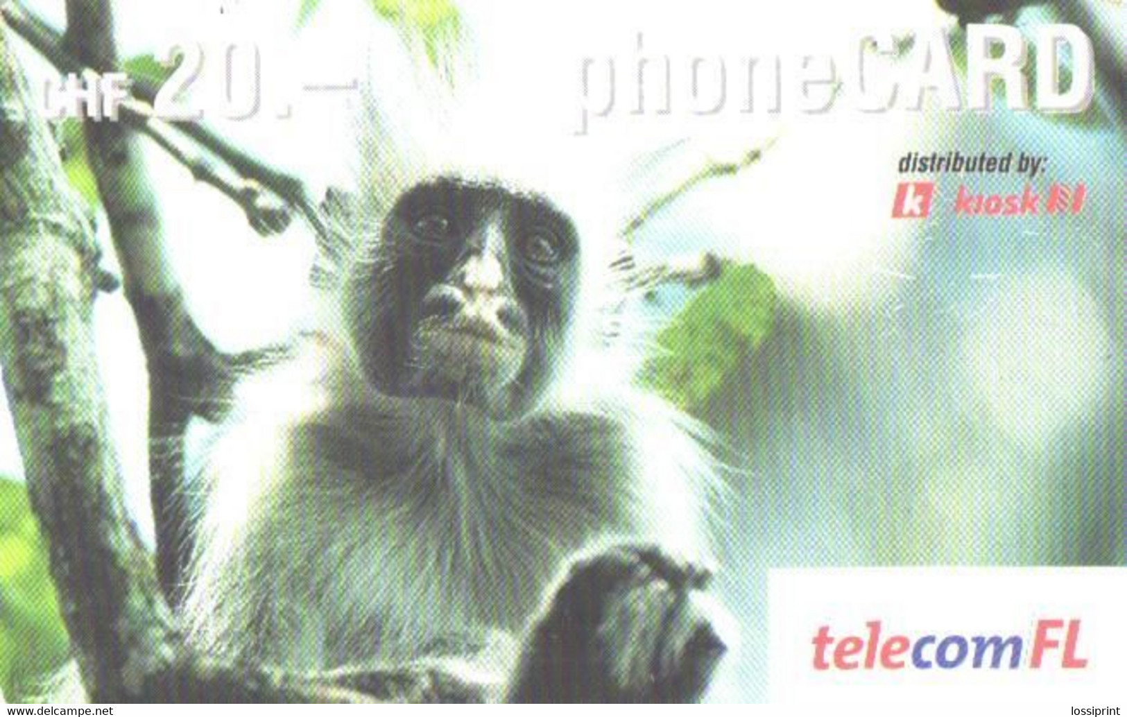 Liechtenstein:Used Phonecard, TelecomFL, 20 Chf, Monkey, 2004 - Liechtenstein