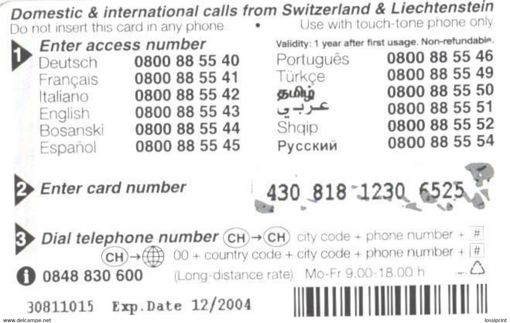 Liechtenstein:Used Phonecard, TelecomFL, 20 Chf, Monkey, 2004 - Liechtenstein