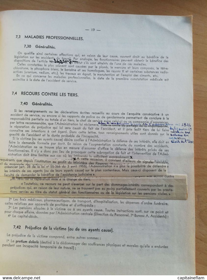 L137 - 1953 Instruction Des PTT Fascicule PC Personnel Congés Absences Accidents De Service Service Médical Postes - Postal Administrations