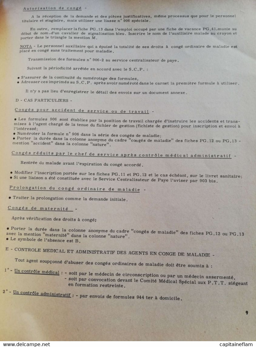 L144 - 1959 Notice Descriptive Des Principales Opérations De Gestion Du Personnel PTT POSTES - Postal Administrations