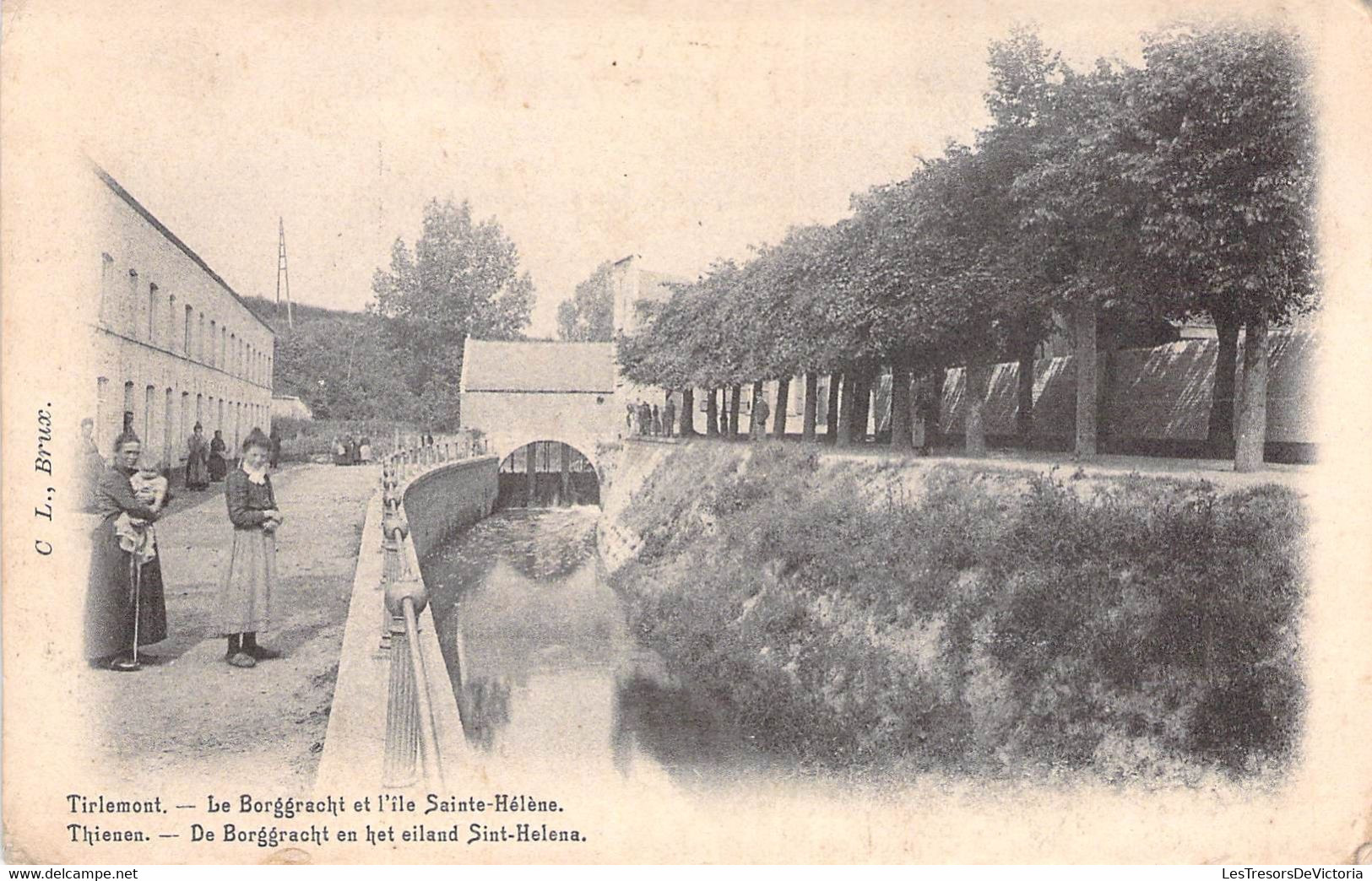 Belgique - Tirlemont - La Borggracht Et L'île Sainte Hélène - Edit. C.L. - Animé - Rivière - Carte Postale Ancienne - Tienen