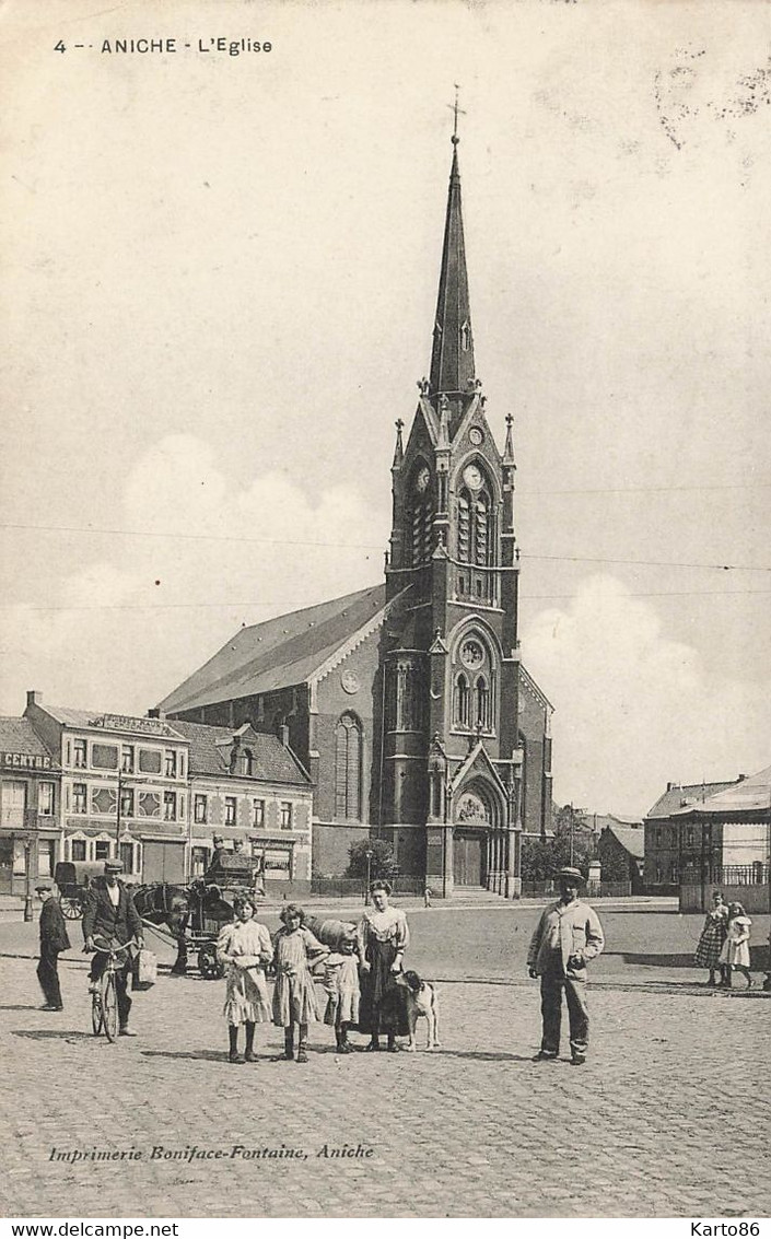 Aniche * Place Et église * Enfants Villageois - Aniche