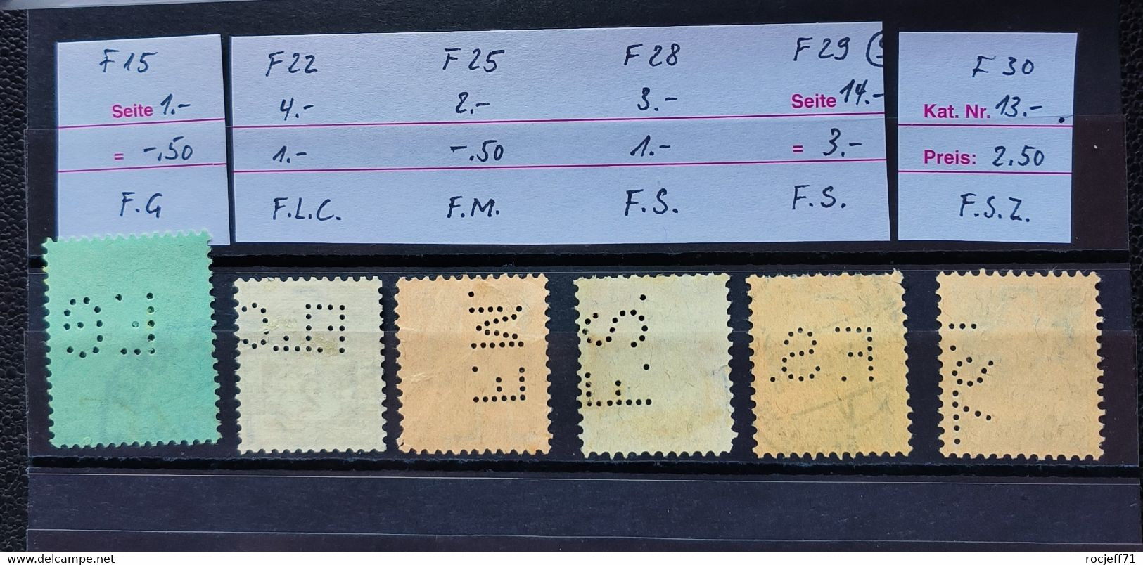 02 - 23  //  Suisse - Sélection De Perfin //  F15 - F22 - F25 - F28 - F29 - F30 - Perforadas