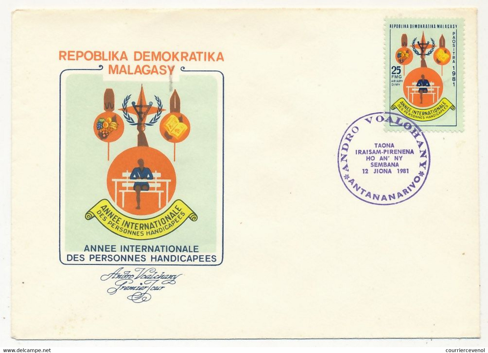 MADAGASCAR - 2 Enveloppes FDC - Année Internationale Des Personnes Handicapées - 1er Jour Antananarivo 12/6/1981 - Madagascar (1960-...)