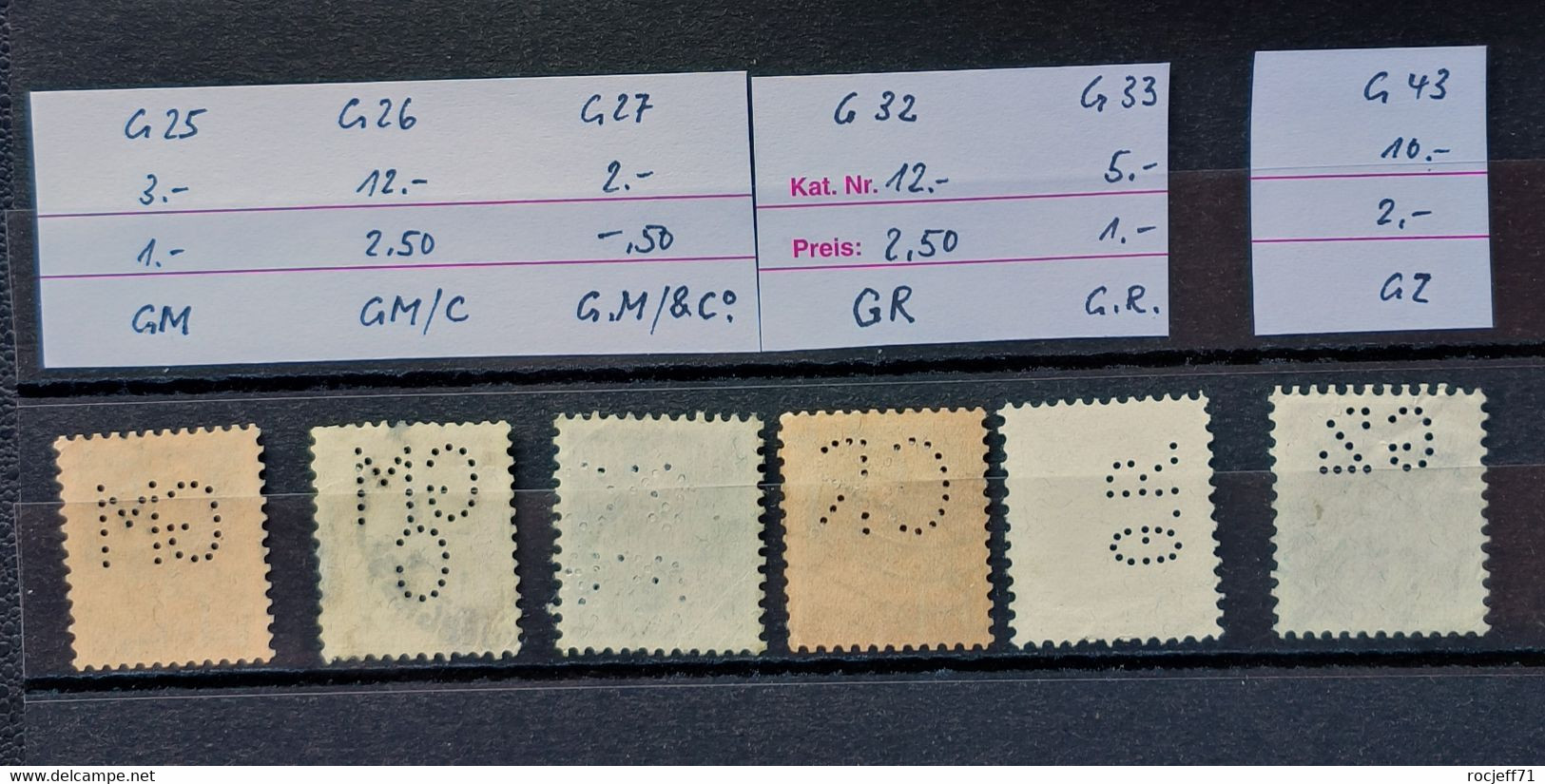 02 - 23  //  Schweiz - Suisse - Sélection De Perfin //  G25 - G26 - G27 - G32 - G33 - G43 - Perforés