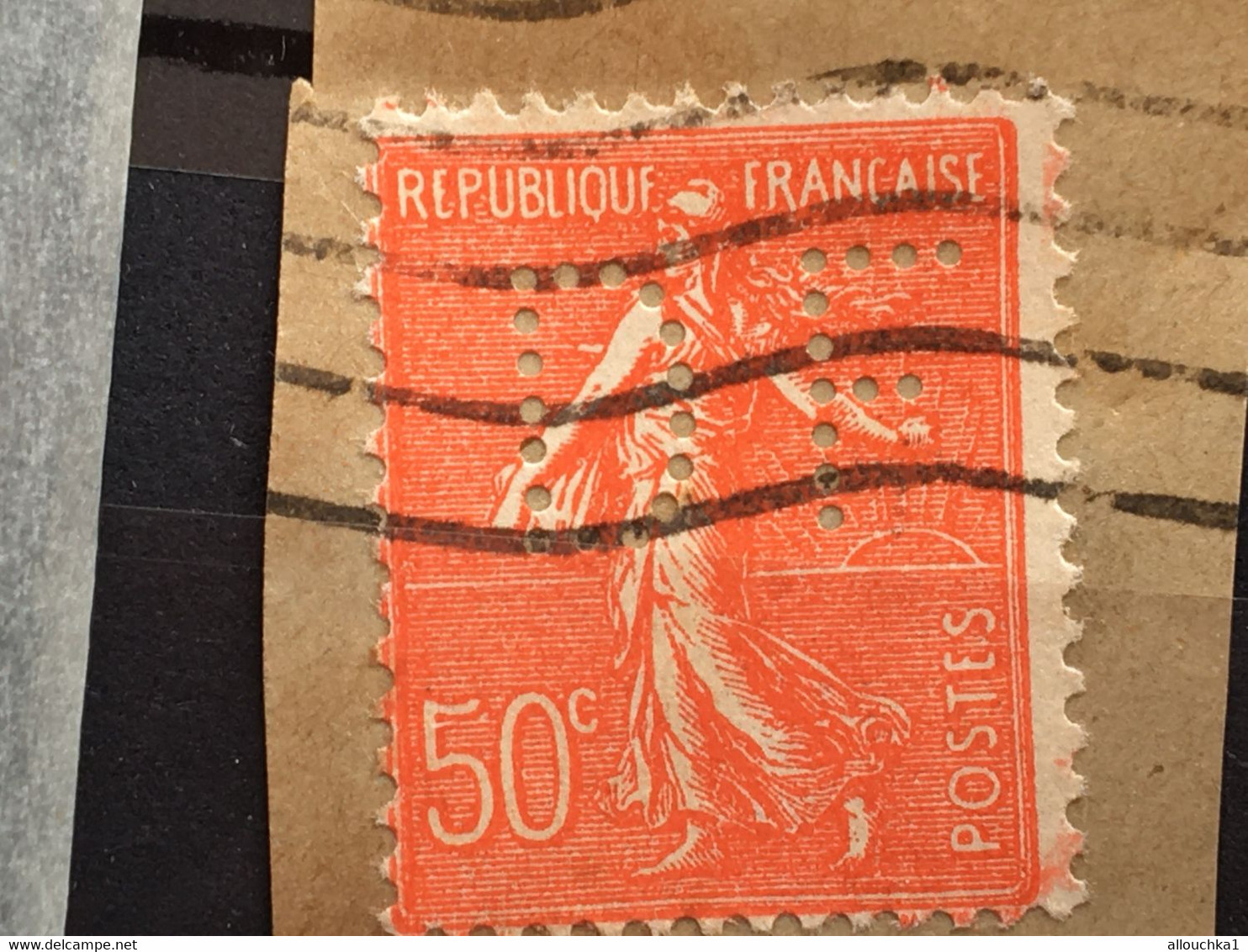 France-Semeuse 194/199 Sur Fragments 23 Timbres Stamp Perforé, Perforés,Perfin Perfins,Perforatis,Perforated,Perforata - Used Stamps