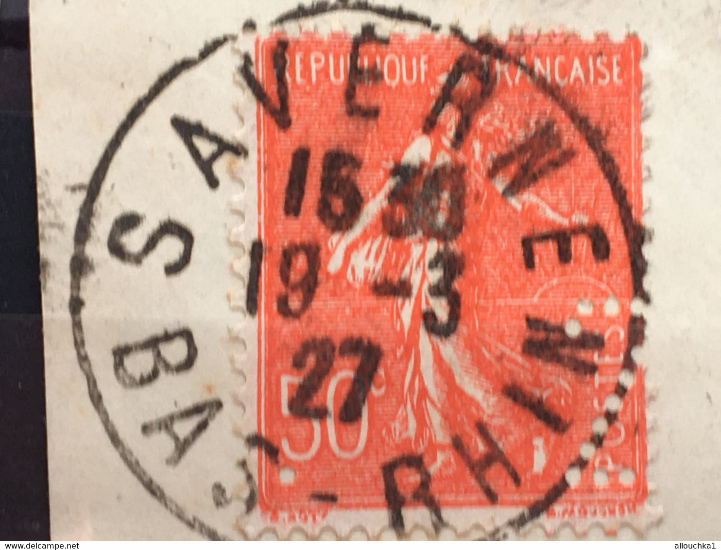 France-Semeuse 194/199 sur Fragments 23 Timbres stamp Perforé, Perforés,Perfin Perfins,Perforatis,Perforated,Perforata
