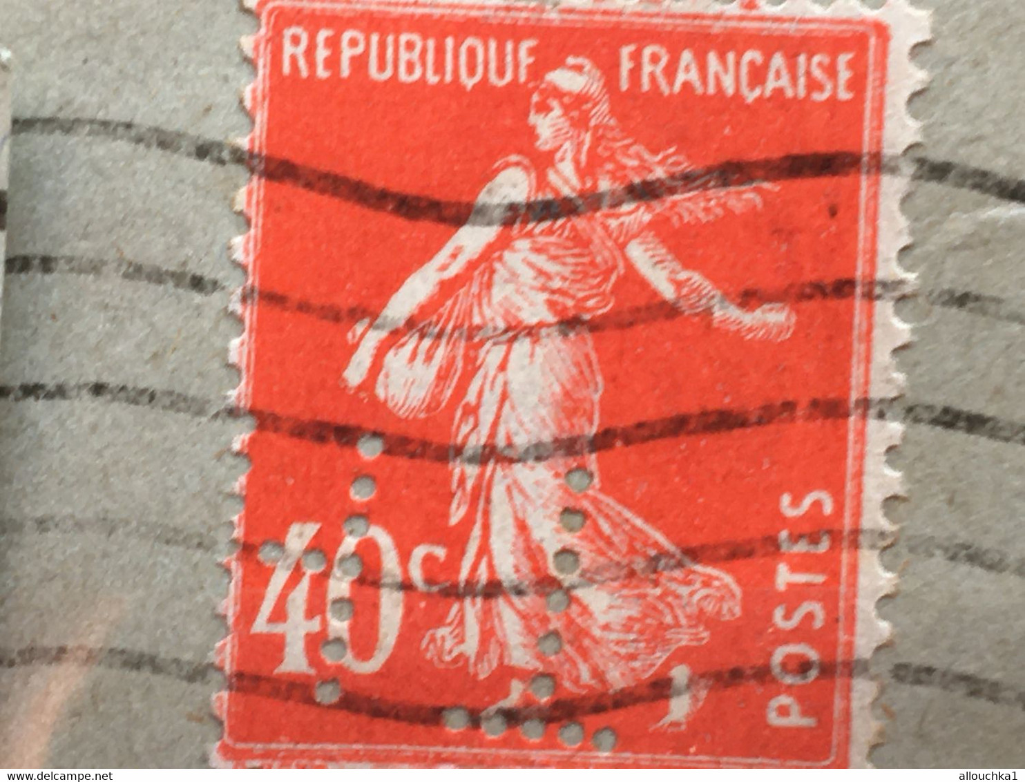 France-Semeuse 194/199 sur Fragments 23 Timbres stamp Perforé, Perforés,Perfin Perfins,Perforatis,Perforated,Perforata