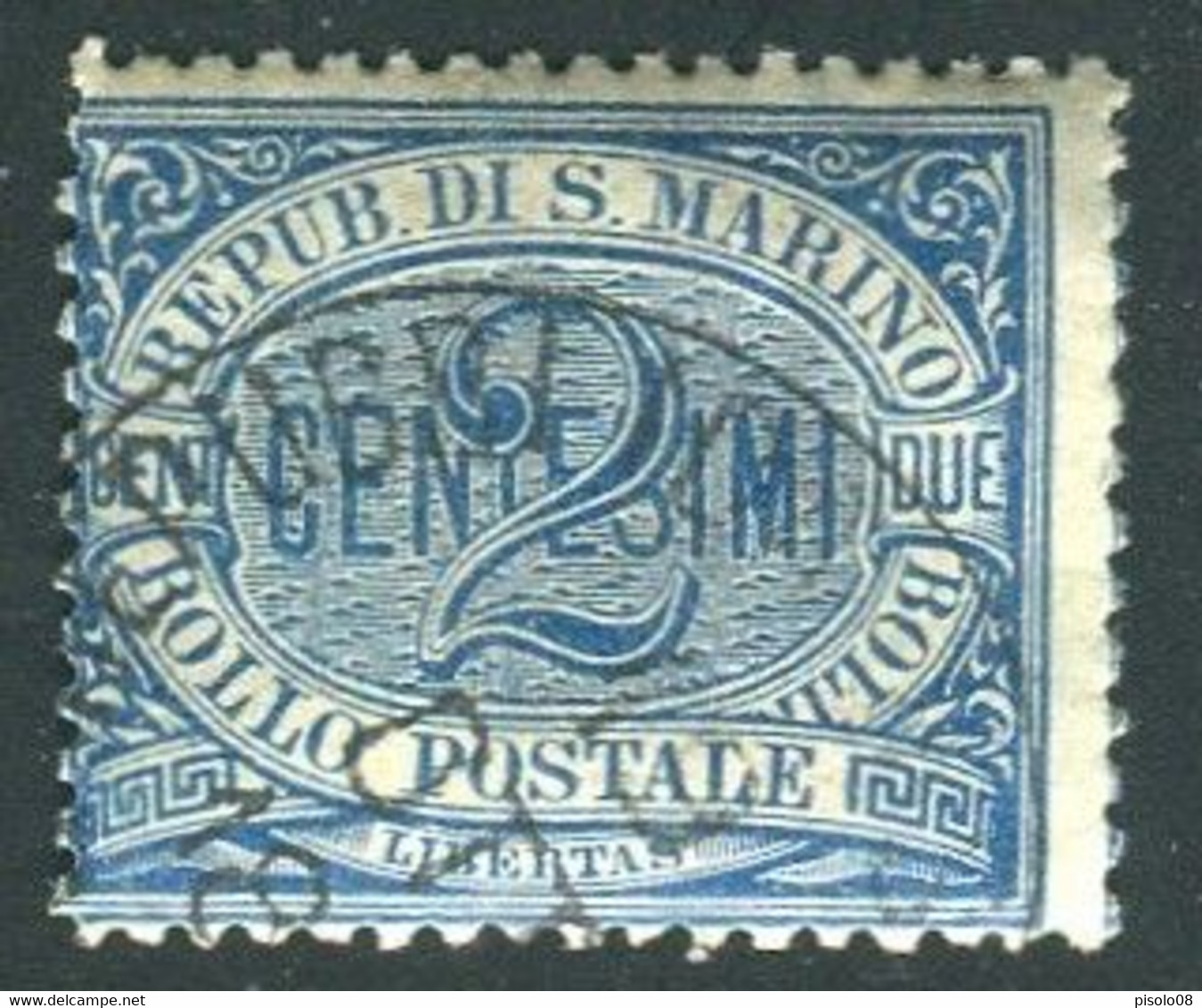 SAN MARINO 1892-94 CIFRA O STEMMA 2 C. USATO - Unused Stamps
