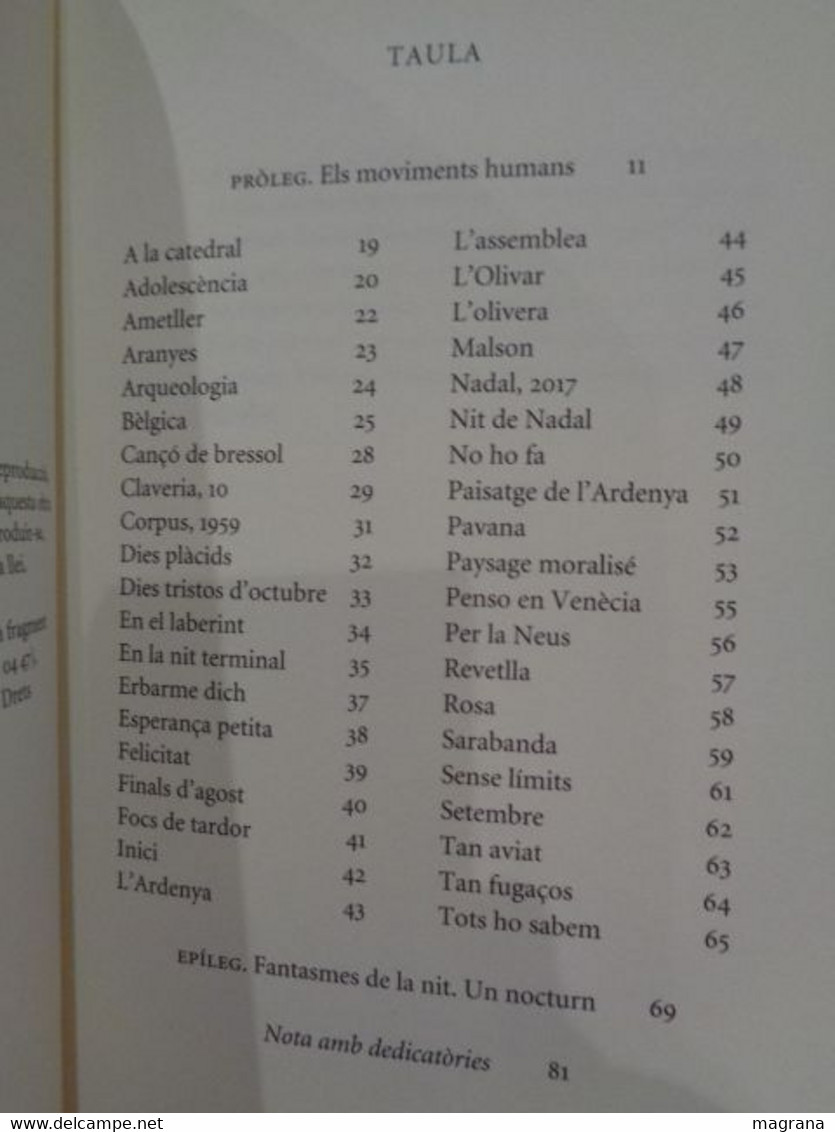 Els Moviments Humans. Narcís Comadira. Edicions 62. 1a Edició 2022. 86 Pàgines. Poesia - Poésie