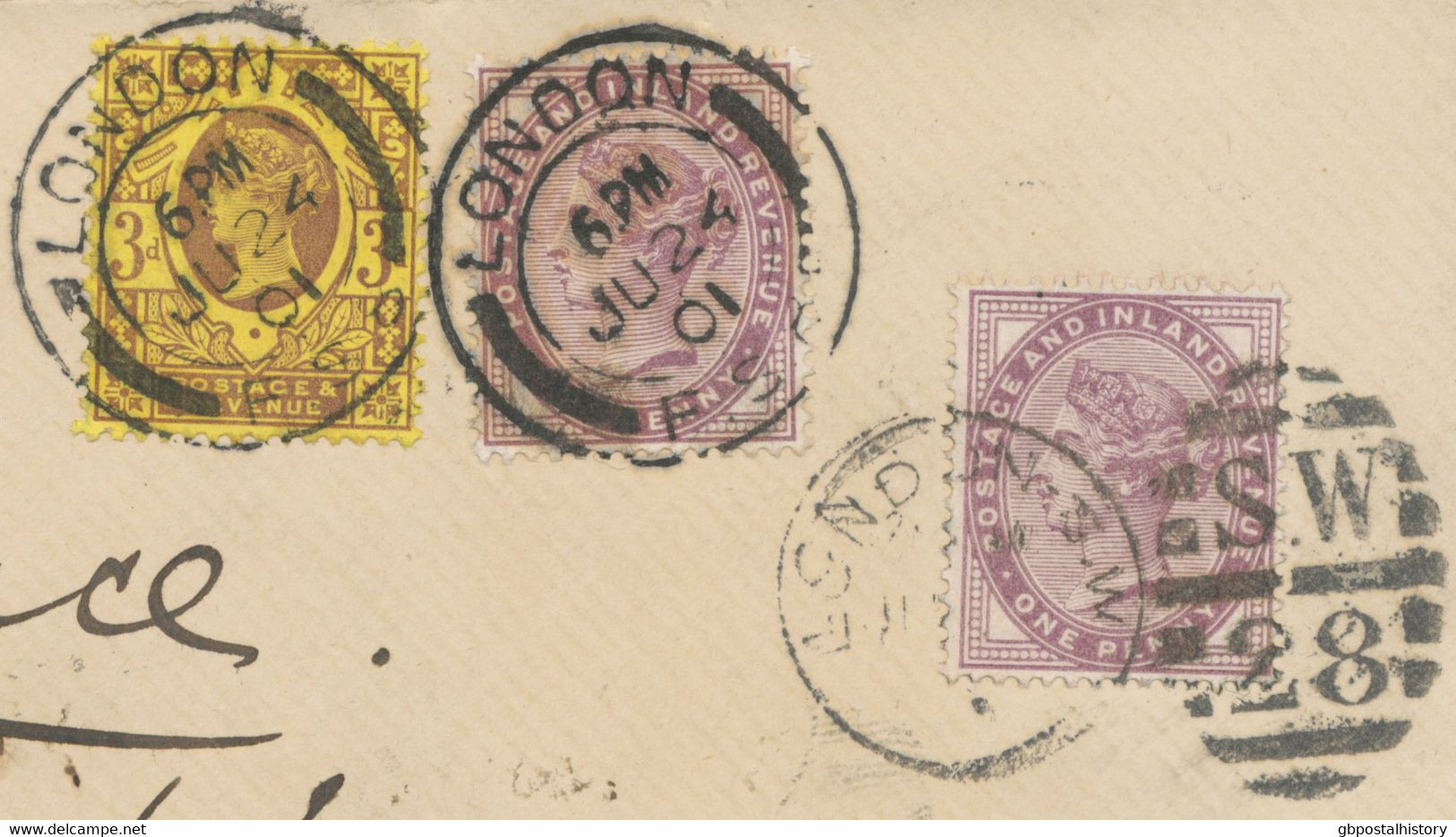 GB 1901 Superb RE-DIRECTED Cover First Sent From LONDON SW 28 To LONDON EC, Franked With QV 1d Lilac (inland Letter - Briefe U. Dokumente