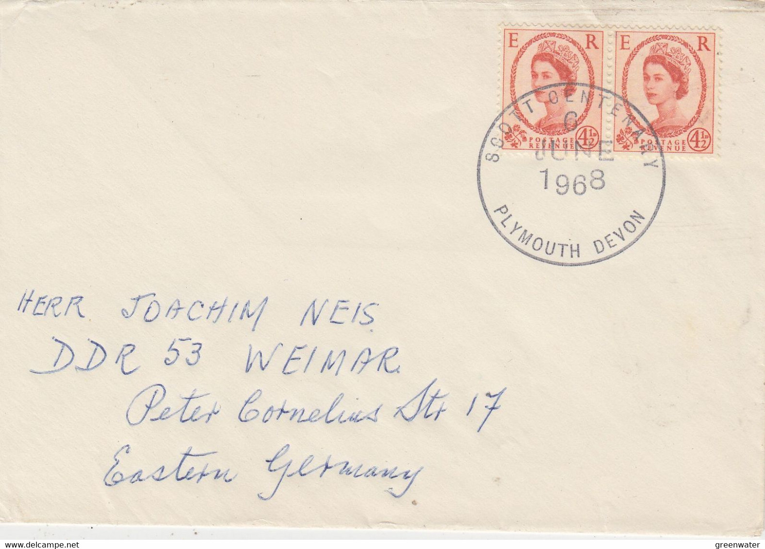 United Kingdom Cover Ca Scott Centenary Plymouth Devon 6 JUNE 1968 (TA197) - Polarforscher & Promis