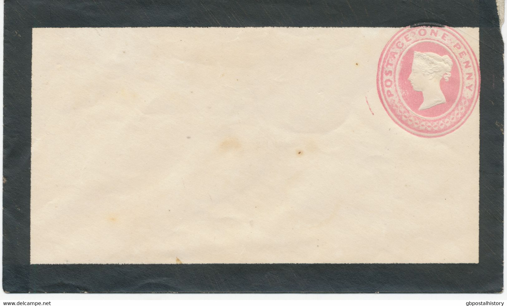 GB 1850 QV 1d Pink Size B Postal Stationery Envelope W Pink Seal Device And Printed To Order With Black, Making Mourning - Covers & Documents