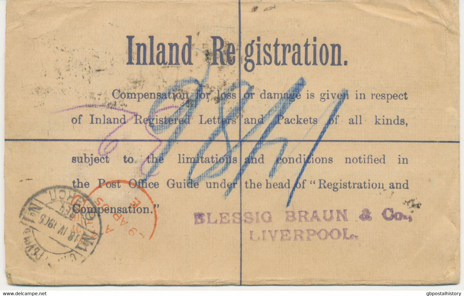GB 1905 EVII Very Fine Postal Stationery Registered Envelope 2+1d Uprated With EVII 1½d And 2d (5x) - Stamps All Perfins - Cartas & Documentos