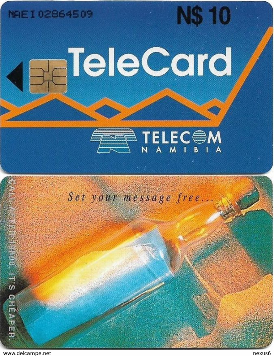 Namibia - Telecom Namibia - Set Your Message Free - Message In A Bottle (Blue Front), Solaic, 10$, 100.000ex, Used - Namibia