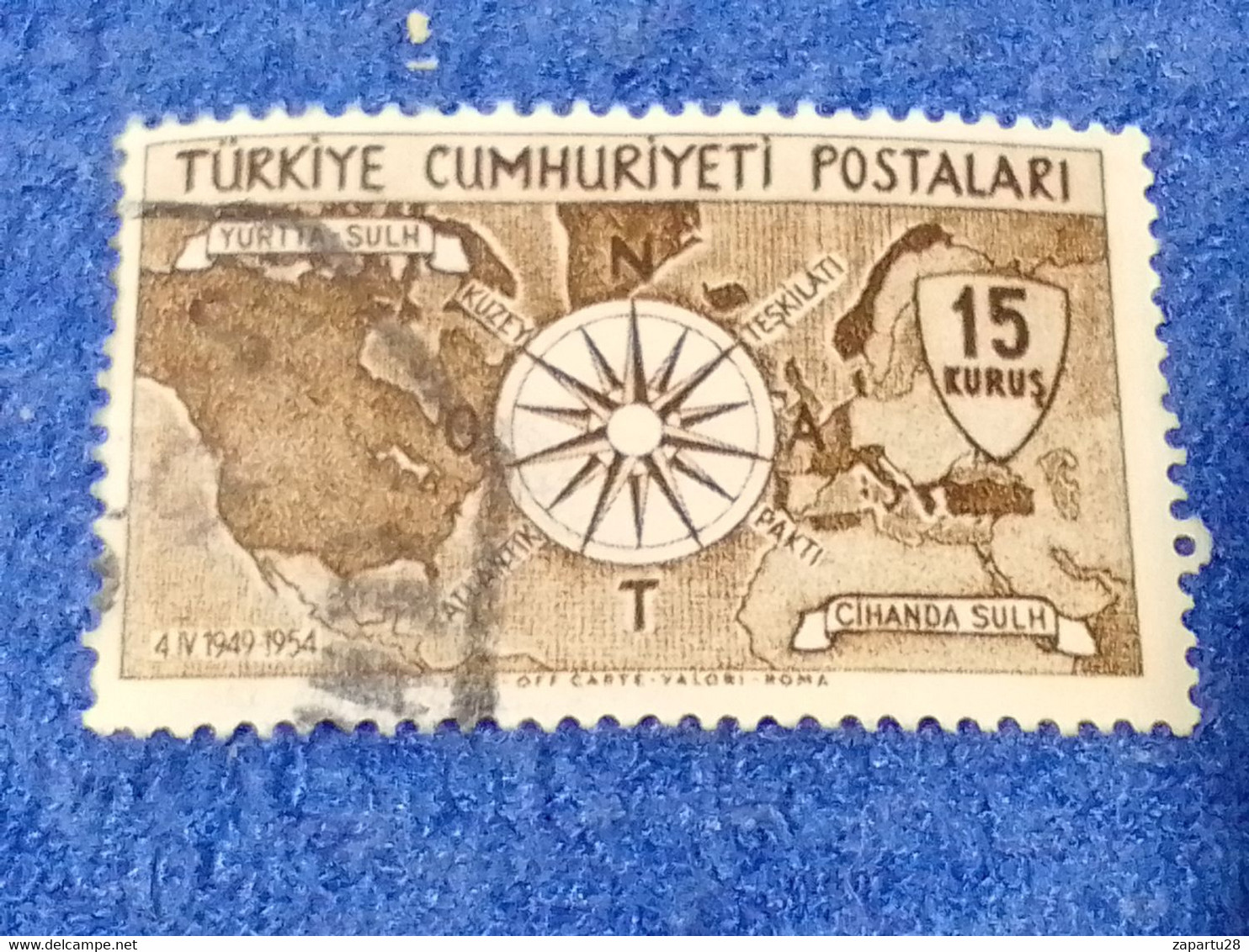 TÜRKEY--1950-60 -     15K NATO DAMGALI - Oblitérés